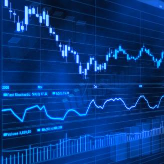 A graph of a stock going up and down